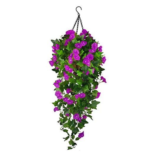 Artificial Faux Hanging Plants Flowers Basket for Fall Outdoor Home Purple