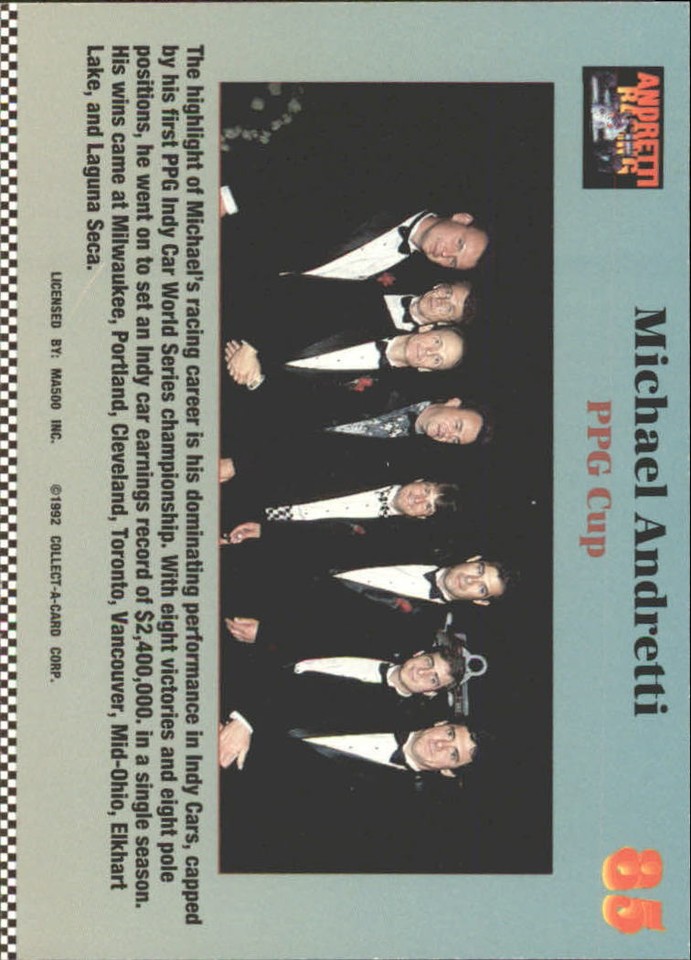 1992 CollectACard Andretti Racing 85 Michael Andretti/Paul Newman eBay