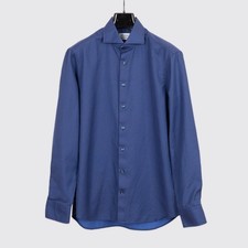 Stenstroms Dress Shirt Size 16.5 Men Navy Blue Micro Dot Cotton