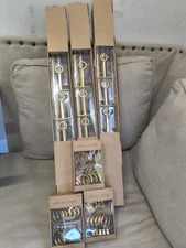 3- Wallace 72" to 144"  Brushed Gold Steel Curtain Rod with Finials and 30 Hooks