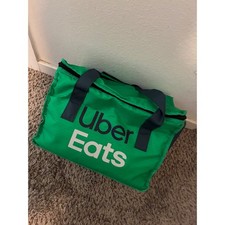 Uber Eats Insulated Delivery Bag Green Thermal Cooler Tote Zipper Employee Work