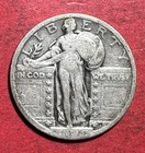 1923 US Standing Liberty SILVER Quarter! "Philadelphia" Mint! FINE! Old US Coin!