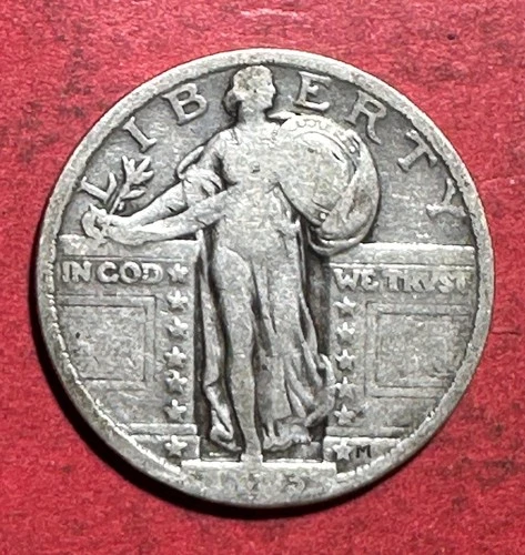 1923 US Standing Liberty SILVER Quarter! "Philadelphia" Mint! FINE! Old US Coin!