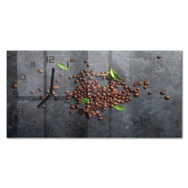 Glasuhr Wanduhr Mit FließEnden Zeigern Kaffeebohnen Schwarze Zeiger 60X30 Cm-image