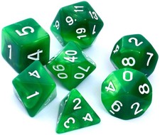 7pc Two-tone Green Yellow RPG Dice Set - Unique D&d Game Dice