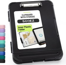 Sooez Reinforced Clipboard with Storage A4 Letter Size Pen Holder Black