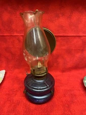 VINTAGE THREE STAR BLUE MINI OIL LAMP WALL SCONCE LANTERN MADE IN JAPAN