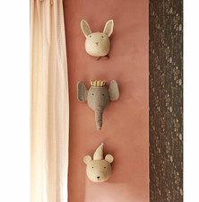 Crate  Kids Plush Animal Wall Heads Set of 3   Bunny, Elephant  Bear   Nursery