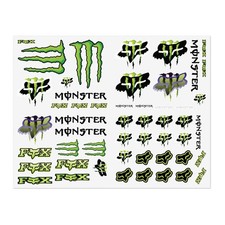 Fox Racing Monster Energy Logo Crossover - Sticker Decal Size Variety Pack
