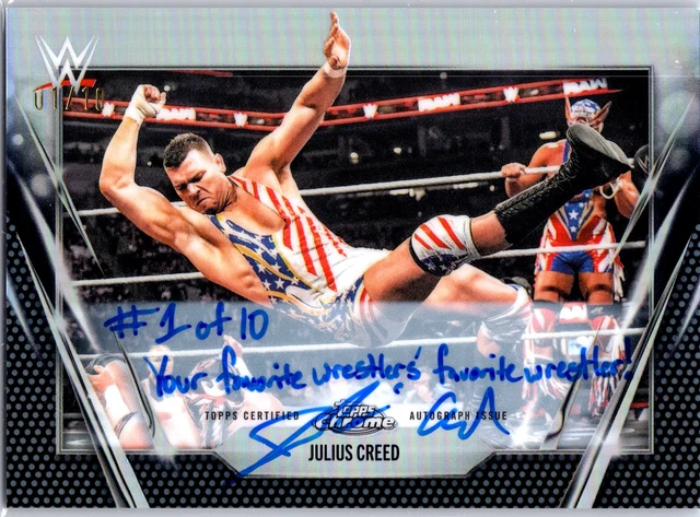 2026 Topps Chrome WWE #BCA-JUC Julius Creed Base Autographs Black Refractor #/10
