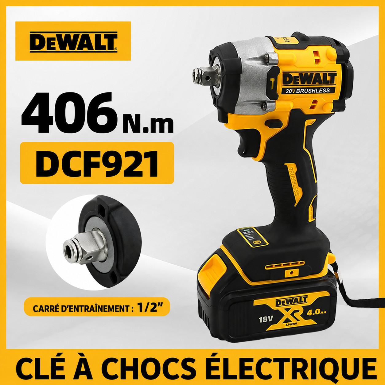 디월트 DCF921 20V 406Nm 브러시리스 무선 임팩트 렌치 (배터리 미포함) 4
