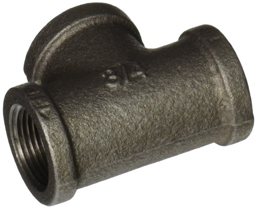 3 4 Inch Black Malleable Iron Pipe Tee Fitting 150 PSI Rated Corrosion Resistant