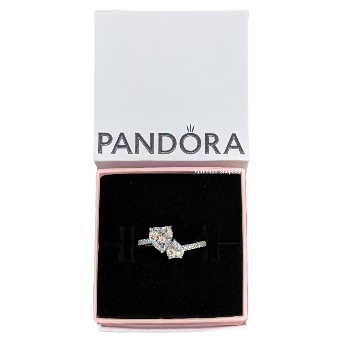 NEW 100% Authentic PANDORA 925 Sparkle Two Hearts Pave Promise