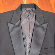 VTG USA After Six Tuxedo Jacket Mens 38R Black 1 Button Peak Lapel Blazer