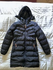 Alpha Camp Black Long Puffer Coat Size Small