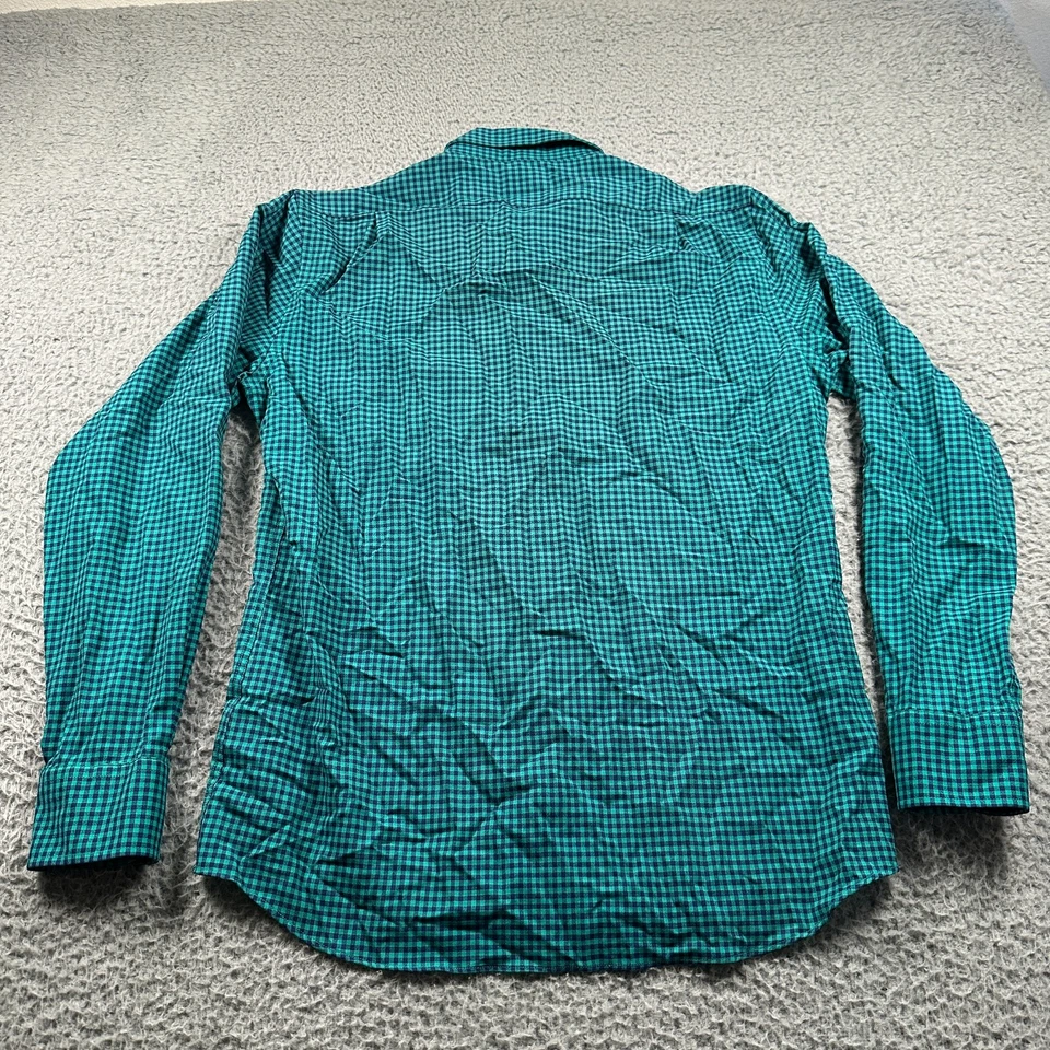 Wool & Prince Shirt Mens M Green Blue Check Long Sleeve Button Up 100% Wool - Image 4 of 4