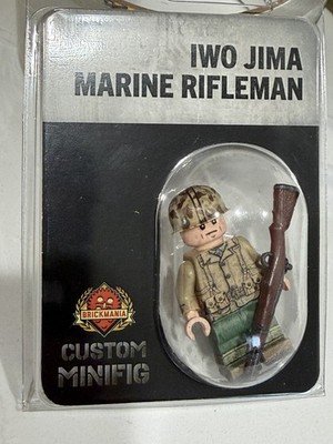 Brickmania Iwo Jima Marine Rifleman Minifigure W/ PC - RARE & FAST SHIP