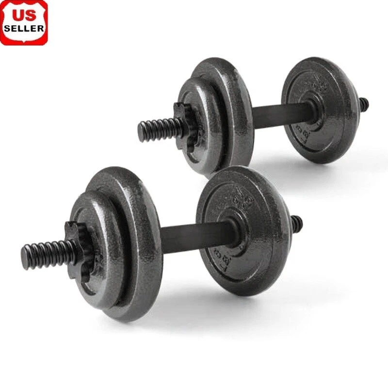 40lb Adjustable Cast Iron Dumbbell Set Adjustable Weight Plates Home Gym Fitness