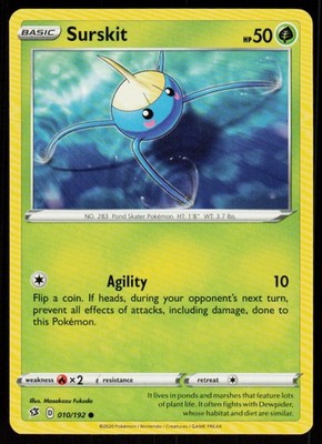 Surskit 010/192 Common Rebel Clash Pokemon Near Mint