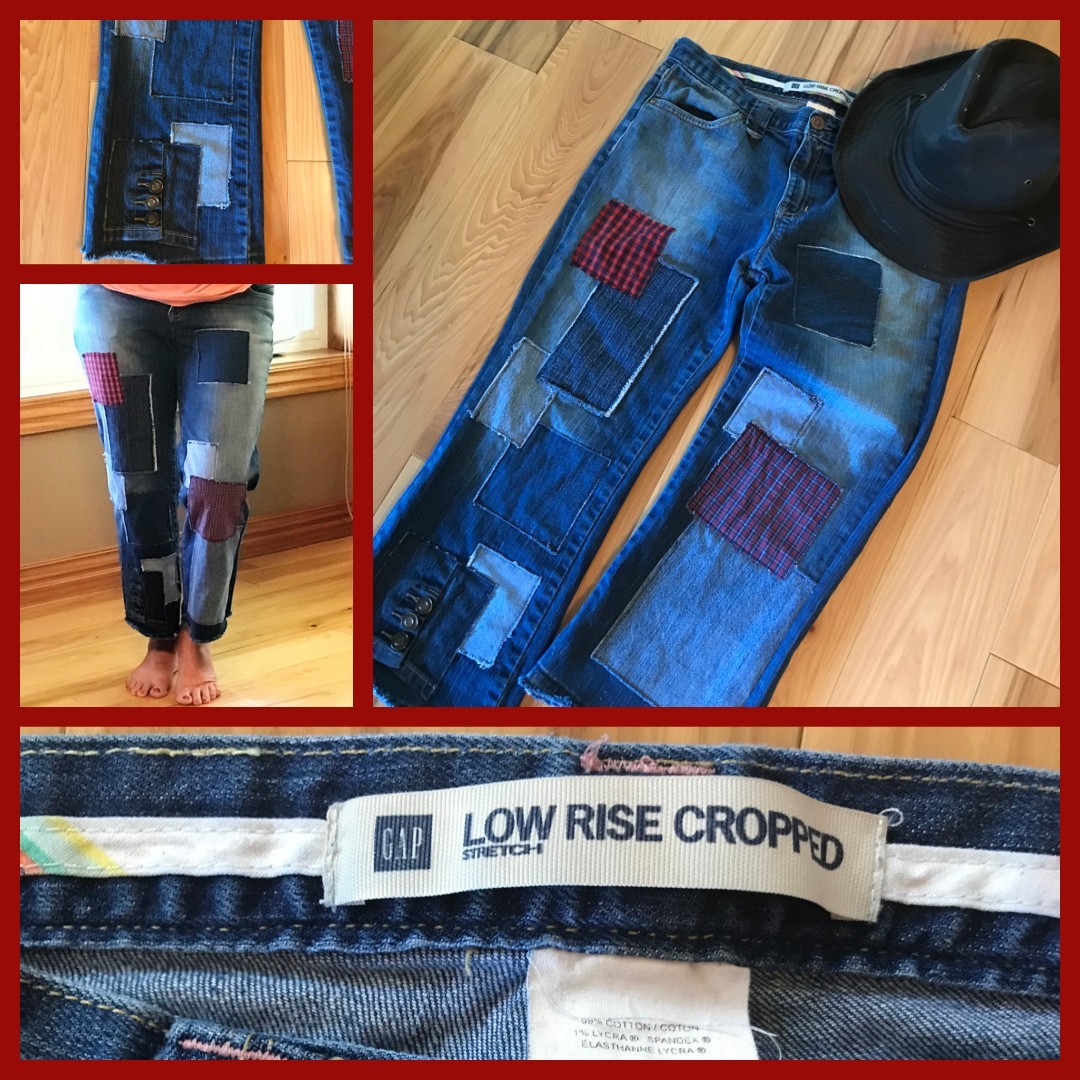 Upcycled Patchwork Jeans, Cropped Gap: Handmade R… - image 15