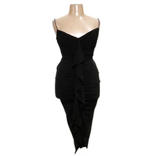 Fashion Nova Black Hi-Low Bodycon Dress - Women's Size L