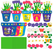 25 Sets Christian Easter Handprint Craft Kit   He Is Risen DIY for Kids