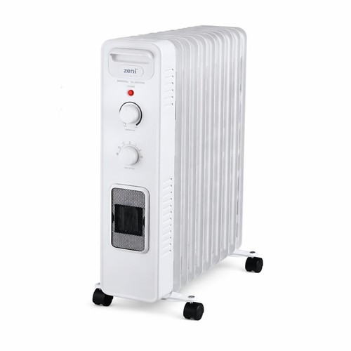 "11 Fin Oil Filled Radiator Electric Heater with Fan Portable Wheels Home Bedroo