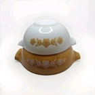 PYREX Cinderella Nesting Mixing Bowls Butterfly Gold 443 + 444