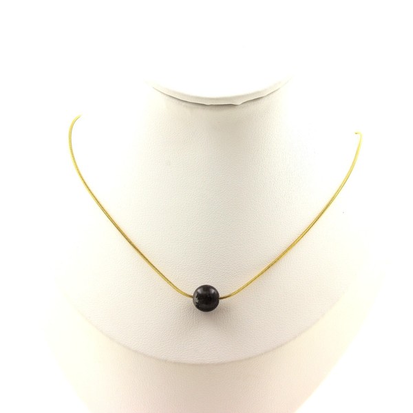 Halskette 1 Perle Labradorit 8 Mm. Kette Aus Edelstahl Vergoldet-image