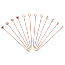 12 Pcs Stainless Steel Cocktail Picks, 4.33" Rose Gold (Bead/Ring/Cylinder)