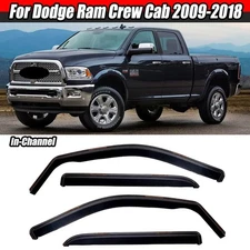 In-Channel For Dodge Ram Crew Cab 09-18 Window Visor Rain Guard Vent Deflector
