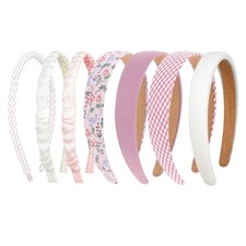 7 PCS 4.72 Inch Colorful Pearl Headbands NonSlip Satin Hair Bands Women