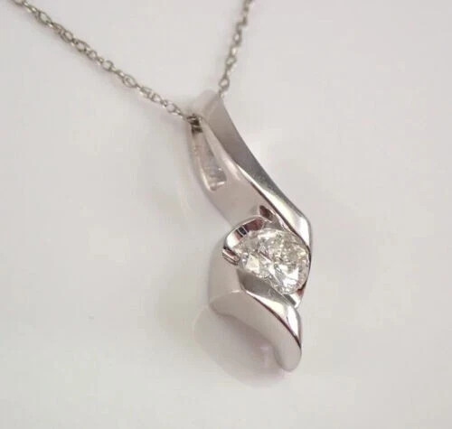 0.30Ct Lab Created Diamond Round Drop Solitaire Pendant 14K White Gold Plated