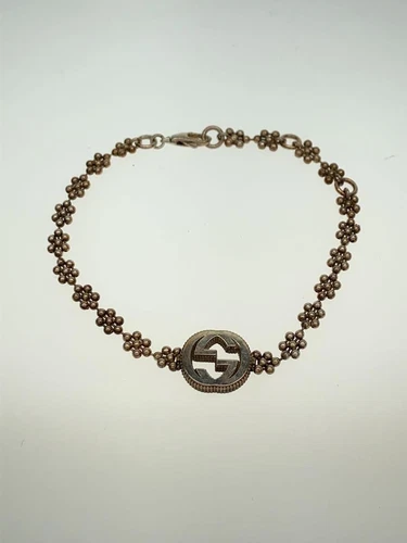 Bracciale donna GUCCI SV925 oro ad incastro motivo fiori G