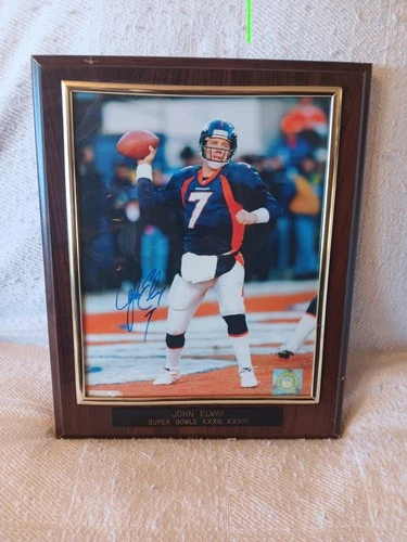 John Elway Signed 8x10 Photo Broncos Plaque – Hand Signed Licensed NFL – No COA