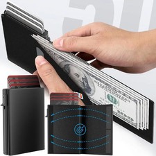 Rfid Credit Card Holder Money Bag Luxury Carbon Fiber Id Bank Cardholder Coin Pu