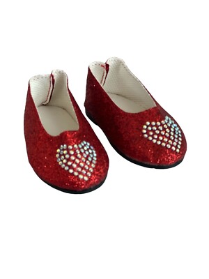 18 Inch Doll Shoes- Red Sparkle Flats Fits 18 Inch Girl Dolls-Combine Shipping