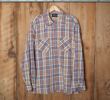 Vintage JCPenney Dark Red/Blue/Yellow Plaid Lightweight Flannel Shirt Sz. L