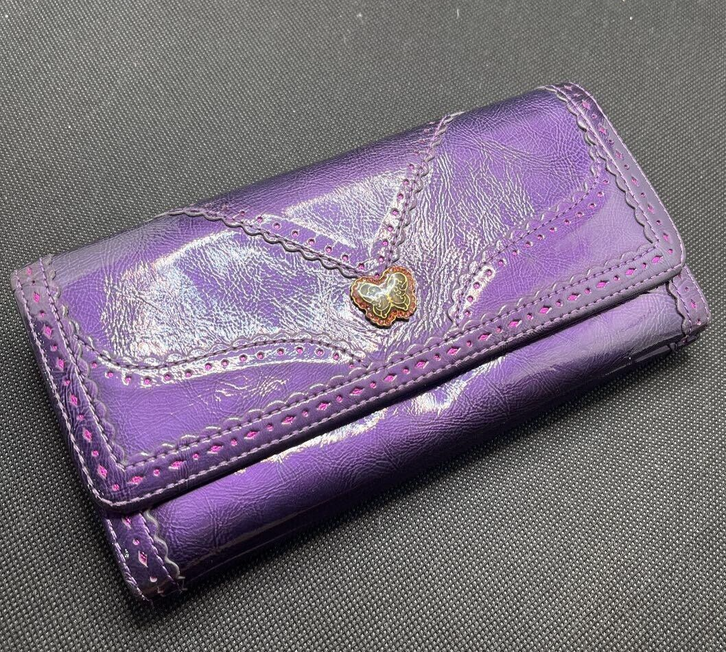 ANNA SUI Gamaguchi Purse Long Wallet Purple Butterfly Motif Floral