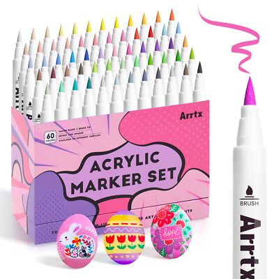 60 Colors Paint Markers Paint Pens, Acrylic Paint Pens for Artists Adults Col...