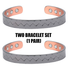 Copper Magnetic Bracelet PAIR - ADJUSTABLE CUFF - Unisex Energy Arthritis USA S1