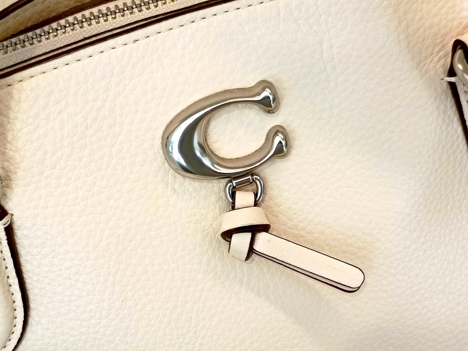Coach 1317 Remi Crossbody Satchel CHALK/CREAM Pebbled Leather Silver Large image 10