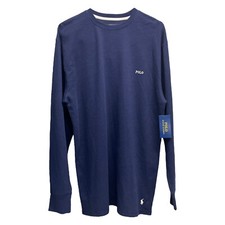 Polo Ralph Lauren Sleepwear Navy Blue Sleep Shirt Long Sleeve Ribbed 59 FLAW