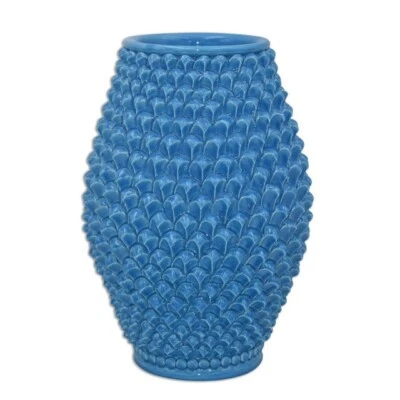 Zapfen Sizilien Vase Fass Blumen Keramisch Handarbeit Ornament Türkis - Bild 1 von 4