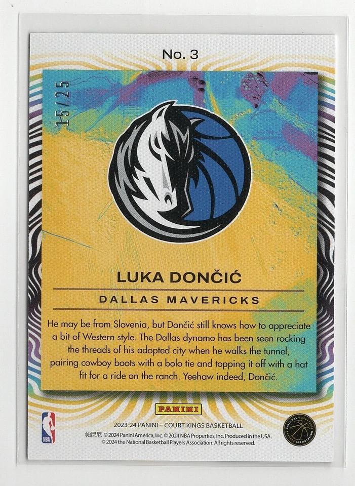 2023-24 Panini Court Kings Luka Doncic Dressed To Impress #3 Jade /25 - Image 2 of 2