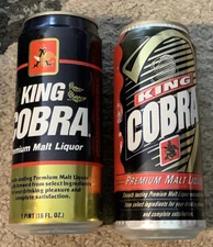KING COBRA MALT LIQUOR  2 DIFFERENT ALUMINUM STAY TAB BEER CANS ANHEUSER-BUSCH