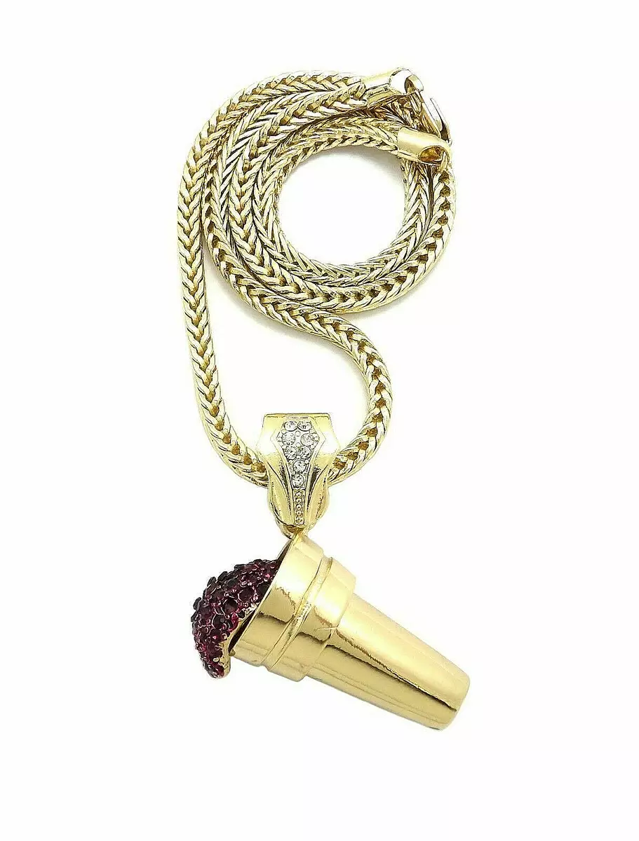 Double Cup Purple Lean Purple Drank Gold Pendant With Franco Chain HipHop Iced