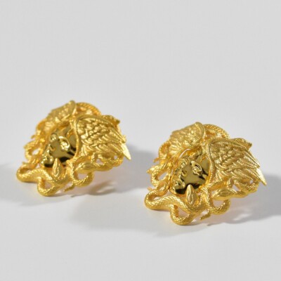 【関税&送料込み】Versace Medusa Plaque Earrings VERSACE Earrings for Both Ears Accessory Metal Medusa Motif