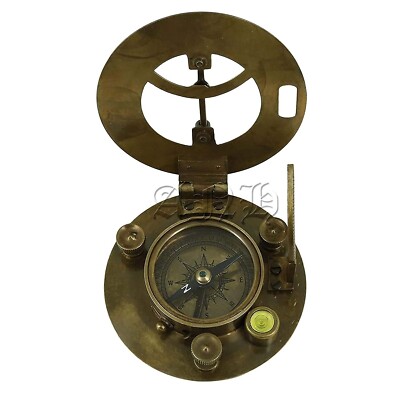 Meridiana Decorativa In Legno E Ottone Antico - Altezza 13cm, Stile Vintage - Foto 10