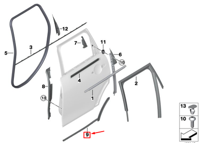 MINI COOPER F55 Rear Left Door Joint Seal 7327313 51767327313 NEW  